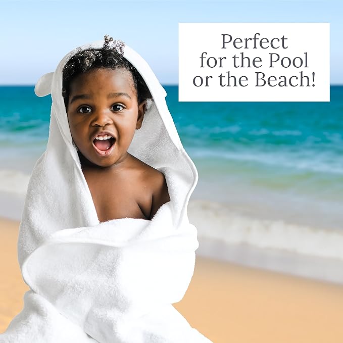 Natemia Hooded Baby Bath Towel - 100% Organic Cotton Baby Towels for Newborns, Toddlers, Boys, Girls - Soft Absorbent 450 GSM - Gentle on Sensitive Skin - Baby Shower Registry Gift (Gray, 35" x 35")