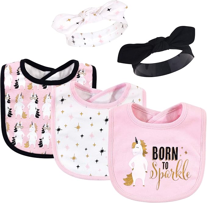Hudson Baby Unisex Baby Cotton Bib and Headband Set