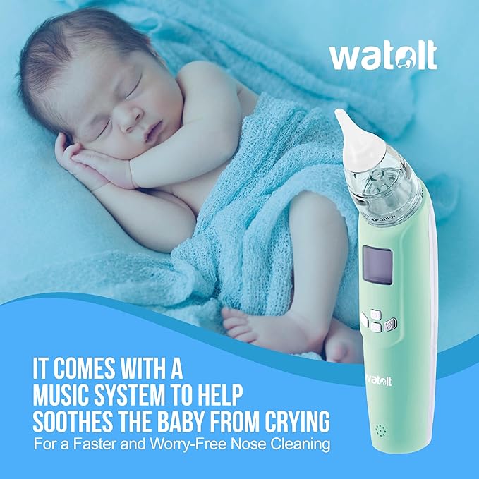 Watolt Baby Nasal Aspirator - Electric Nose Suction for Baby - Automatic Booger Sucker for Infants - Battery Powered Snot Mucus Remover for Kids Toddlers