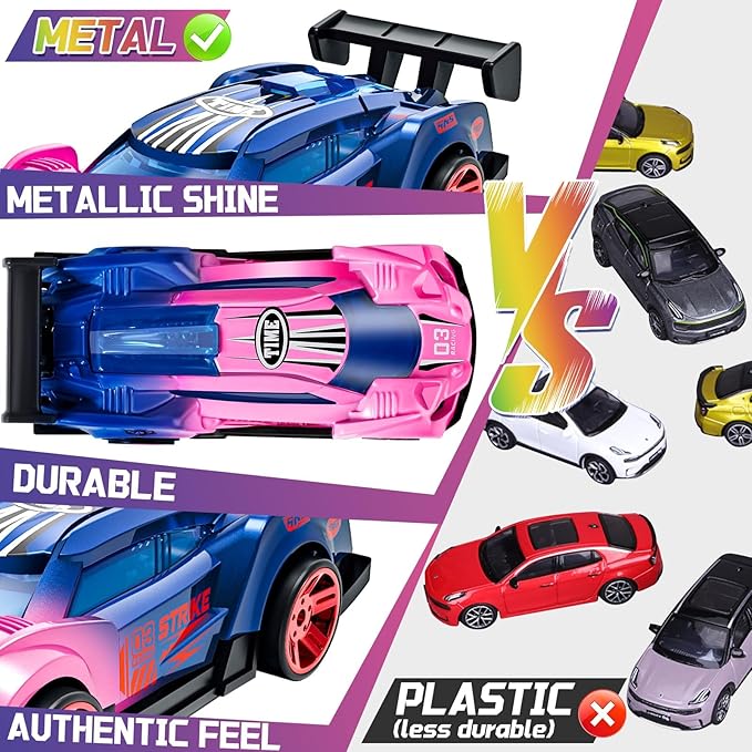 MACALOCA Color Changing Cars Toys Bath Toysva for Ages 1-3 4-8 Easter Basket Stuffers for Kids Grandkids Boys Birthday Gifts Race Cars Themed Party Favors Easter Egg Fillers Sensory Die-Cast Toys