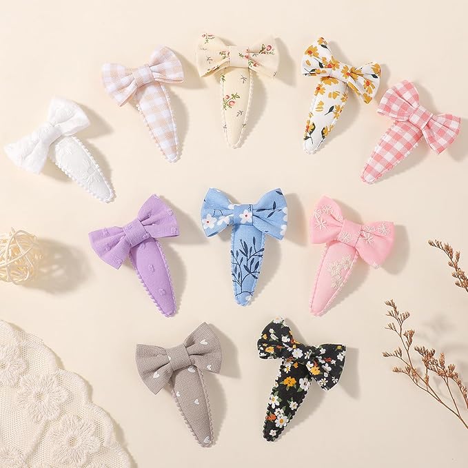 YHXX YLEN 20PCS Baby Hair Bows Clips for Girls, 2inch Floral Print Non Slip Snap Hairpins for Hair Barrettes Hair Accessories for Baby Toddler Girls Kids