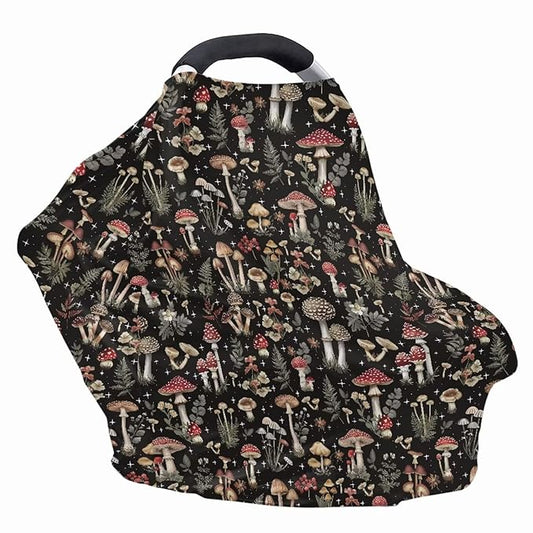 Car Seat Covers for Babies-Vintage Mushroom Print Multi-use Breastfeeding Cover Carseat Canopy Cover Infant Stroller Covers for Boys and Girls
