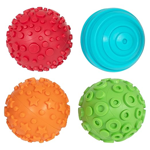 Ready 2 Learn Paint and Dough Texture Spheres - Set of 4 - Ages 2 + - Mix and Match Sensory Fidget Toys for Toddlers - DIY Textures and Patterns, red, Blue, Orange, Green
