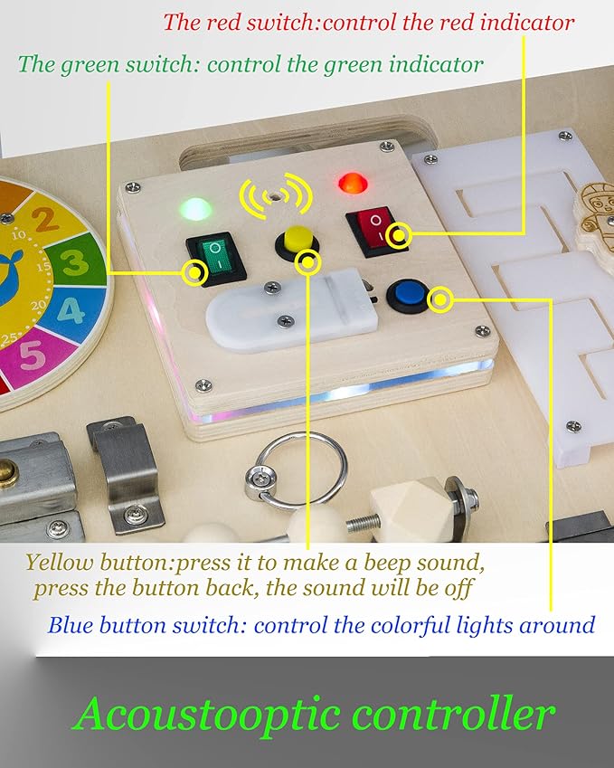 Busy Board for Toddlers Wooden Sensory Activity Boards Montessori Busy Toys Light Switch Toy Gift Educational Toys