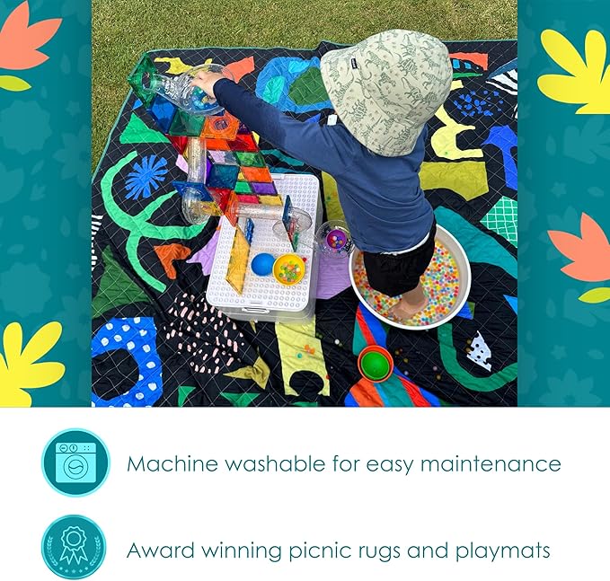 Rudie Nudie Jumbo Picnic Rug, Large Picnic Mat, 6'7" x 6'7", Outdoor Waterproof Picnic Blanket Beach Mat, Foldable & Waterproof, Picnic Blankets Ideal for Beach & Park, Outdoor Blanket, Rock Candy