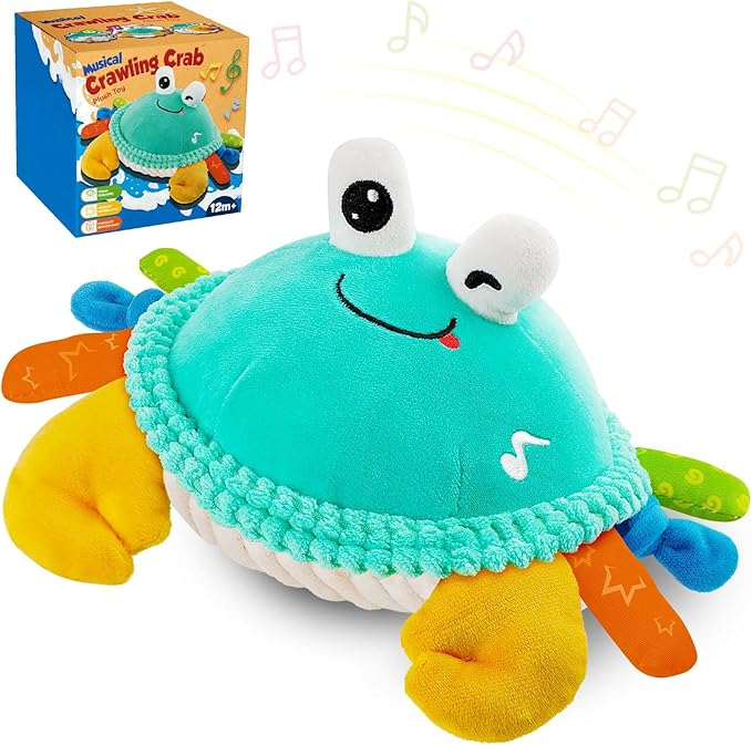 Baby Toys for 12 18 Months - Musical Crawling Dancing Bouncing Learning Crab Plush Toy - Infant Tummy Time Sensory Toys for Toddlers 1-3 Year Old Boys & Girls Easter Christmas Birthday Gifts
