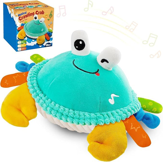 Baby Toys for 12 18 Months - Musical Crawling Dancing Bouncing Learning Crab Plush Toy - Infant Tummy Time Sensory Toys for Toddlers 1-3 Year Old Boys & Girls Easter Christmas Birthday Gifts