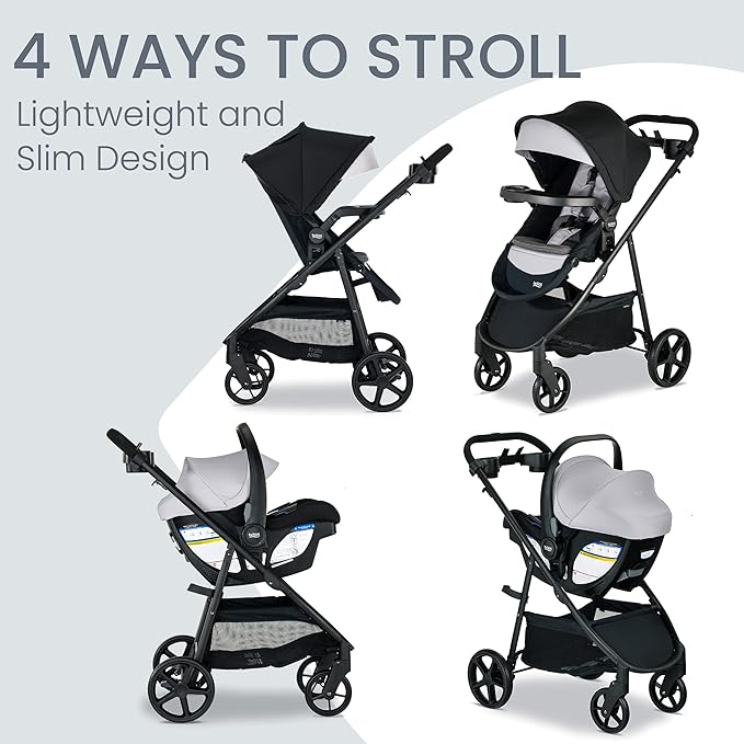 Britax Willow Brook S+ Baby Travel System, Infant Car Seat and Stroller Combo & Alpine™ Infant Car Seat Base with ClickTight®