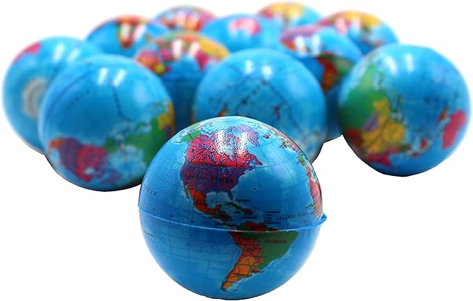 12 Pcs Stress Relief Toys Stress Balls for Adult Stress Relief Squeeze Fun Fidget Toys Animal Balls Cute for Birthday Party Office Christmas Stocking Stuffer Gift ADHD Autism Anxiety(Earth)