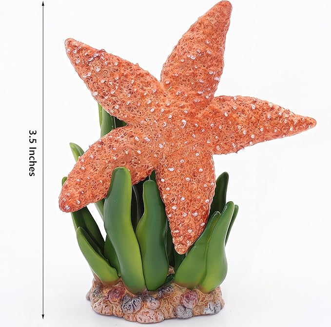 Gemini&Genius Starfish with Seaweed Ocean Toys for Kids 3-5 Years Old, Realistic Sea Animal Action Figures, Starfish Figurine for Toddlers, 2Pcs Gift for Educational, Display, Play, Collection Toys