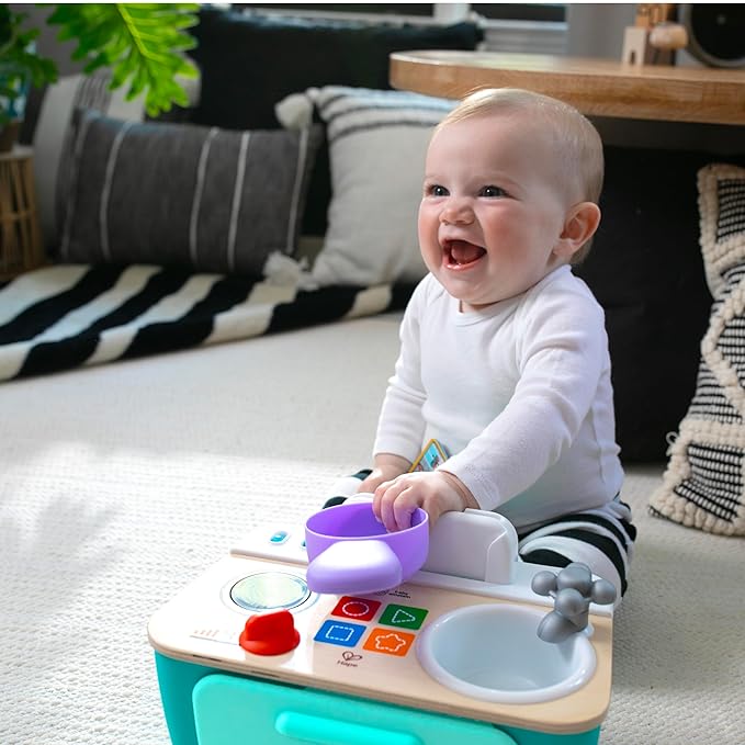 Baby Einstein + Hape Magic Touch Kitchen Play Toy Cooking Stove Set with Real Sounds and Music, Fine Motor Skill Development, Ages 1, 2, 3, 4+