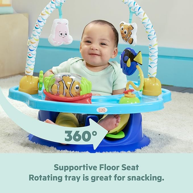 Bright Starts Disney Baby Finding Nemo SuperSeat, Fun Baby Seat for Sitting Up, Playtime, and Meals, Ages 4 Months to 4 Years, Blue