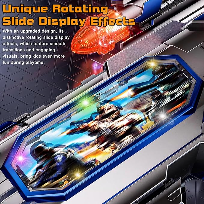 DaoDaoZhu Spray Light Up Toy Gun for Kids with Sound Effects & Rotating Slide Display, Toy Guns for Boys Toddlers 3 4 5 6 7 Year Old for Indoor & Outdoor Play, Gifts for Birthday Halloween Christmas
