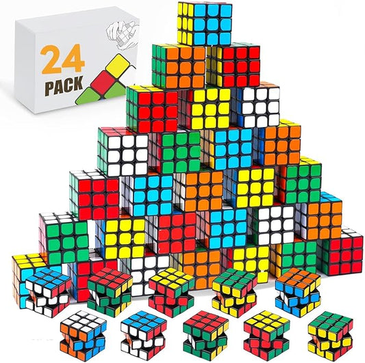 24 Pack Mini Speed Cube Party Favors, 1.18in 3x3 Magic Cube School Rewards & Classroom Prize for Students,Stress Relief Toys Easter Christmas Stocking Goody Bag Filler
