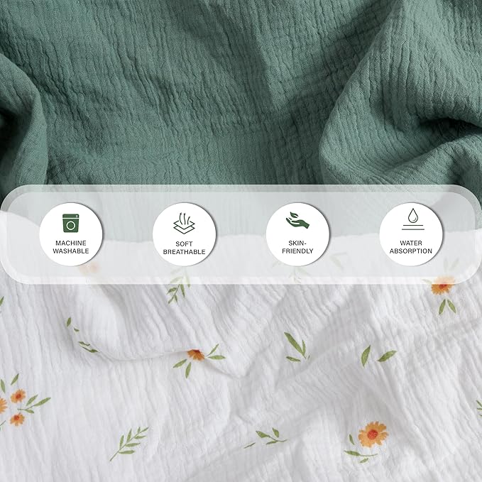 Meracorallo Muslin Mini Crib Sheet, Pack n Play Fitted Sheet, Soft and Breathable Pack and Play Playard Mattress Sheet for Baby Boys and Girls (Roman Green)