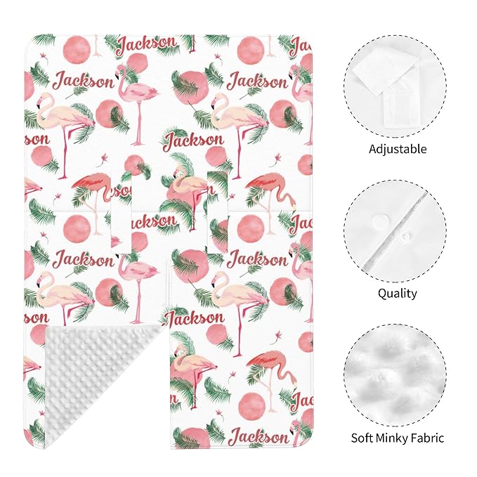 Personalized Car Seat Covers for Babies Custom Name Car Seat Canopy for Newborn Baby Boys Girls 2 in 1 Mom Nursing Breastfeeding Covers Flamingo Minky Baby Carrier Covers with Peekaboo Opening