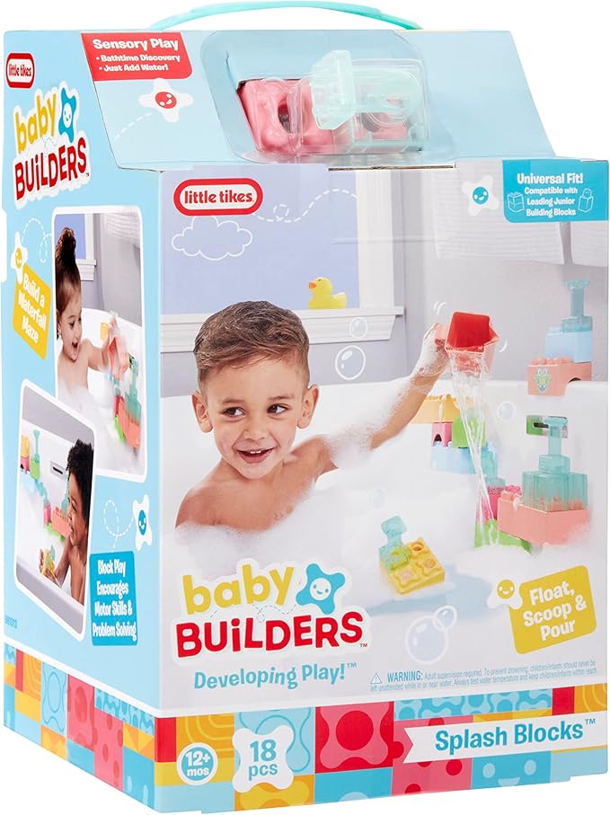 Baby Builders - Splash Blocks First Blocks for Babies and Toddlers, Easy to Connect, Bath Toy, Water Play