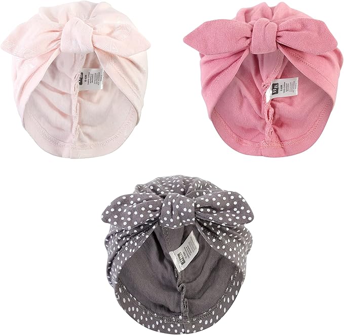 Hudson Baby Infant Girls Turban Cotton Headwraps, 0-24 Months