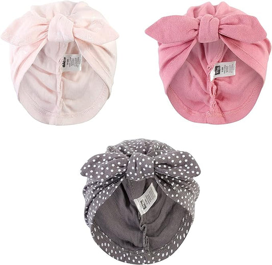 Hudson Baby Infant Girls Turban Cotton Headwraps, 0-24 Months