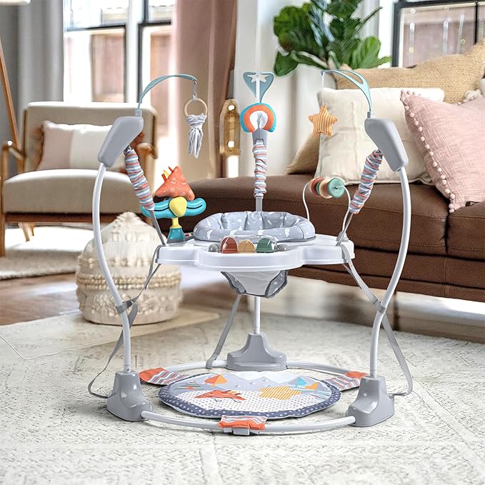 Baby Activity Center, Baby Jumper Activity Center with Music, Interactive Toys, 360° Rotating Seat, 3 Adjustable Heights, Infant Activity Jumper for 6+ Months (Gray Forest)