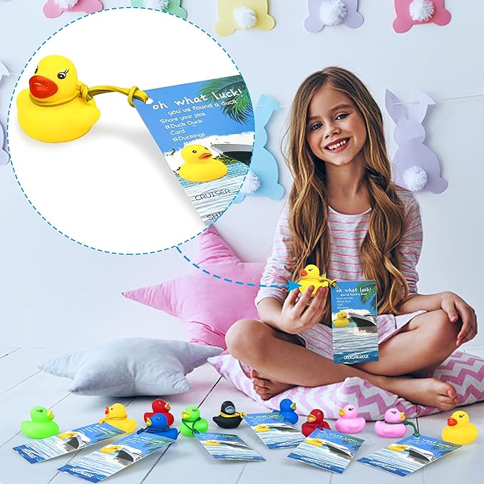 72 PCS Duck Cruise Kits Duck Tags Bands for Hiding Carnival