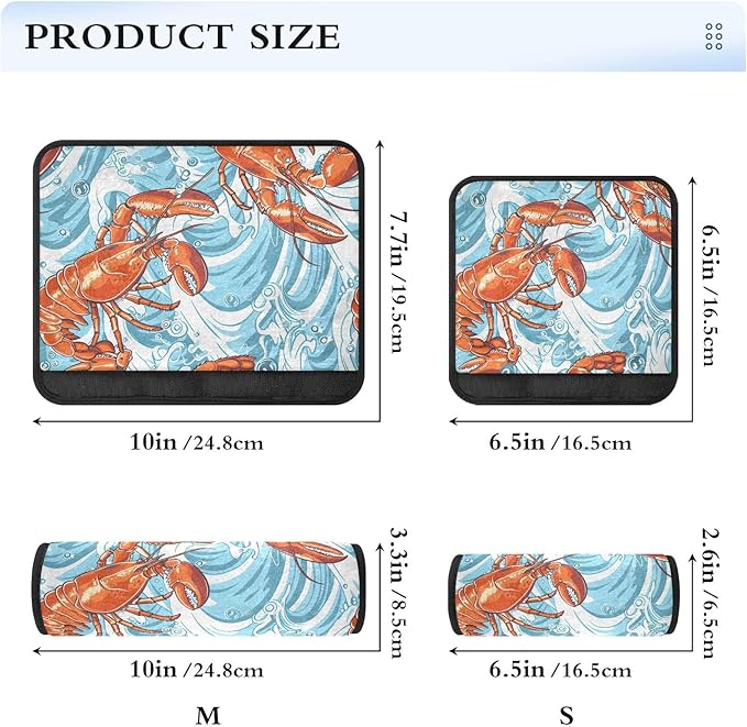 CHIFIGNO Orange Lobster Blue Sea Waves Seat Belt Covers 2 Pack Shoulder Seatbelt Pads Cute Car Seat Shoulder Protector for Adults Kids Women Men