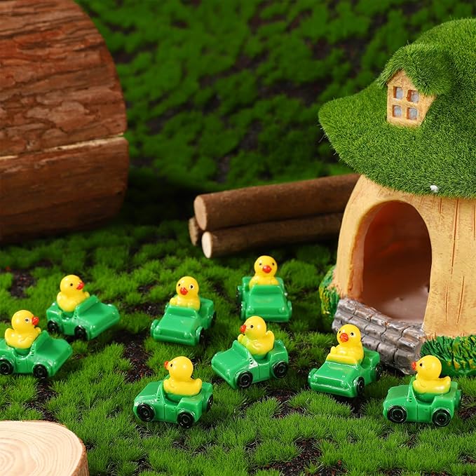 30pcs Ducks in a Car, Resin Car Ducking Set Cute Mini Car Ducks Unique Resin Ducks Micro Landscape Duck Mini Ducks Car Dashboard Decor for Home Car Office Decor(Dark Green)