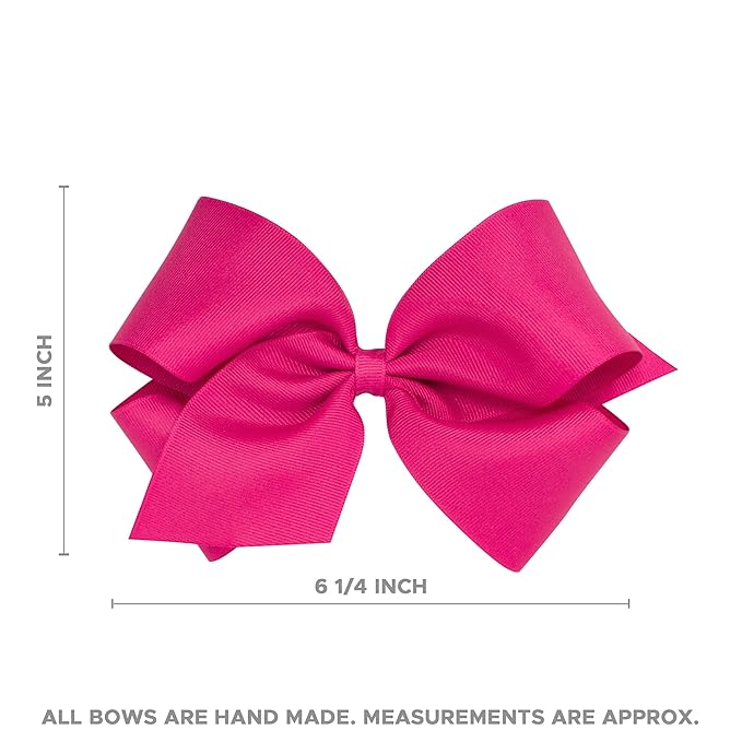 Wee Ones Girls' Classic Grosgrain Hair Bows with Plain Wrap Center, No-Slip Hair Clip, Handmade, Light Coral, King