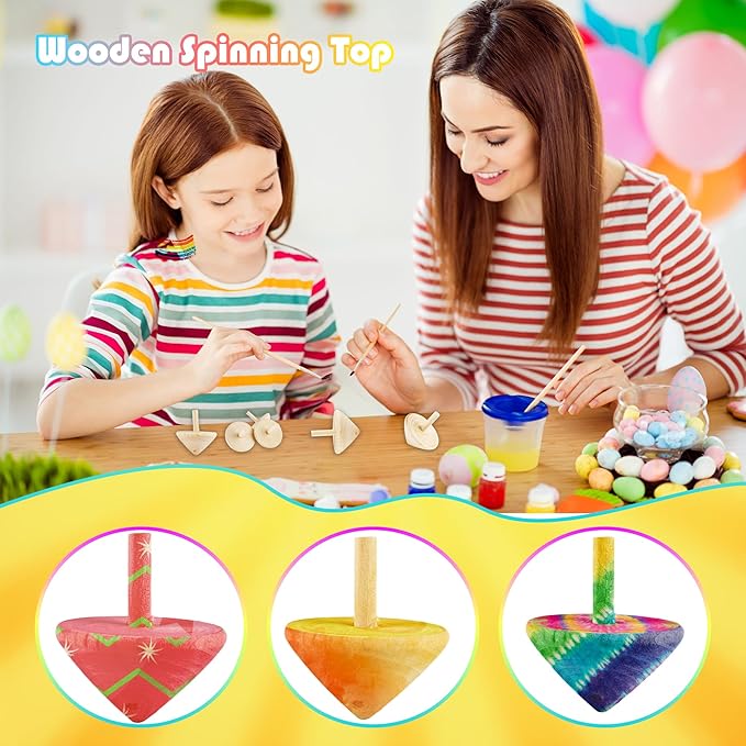 20 Pack DIY Wooden Spinning Tops Unfinished Wooden Gyroscopes to Paint for DIY Craft Projects and Family Games