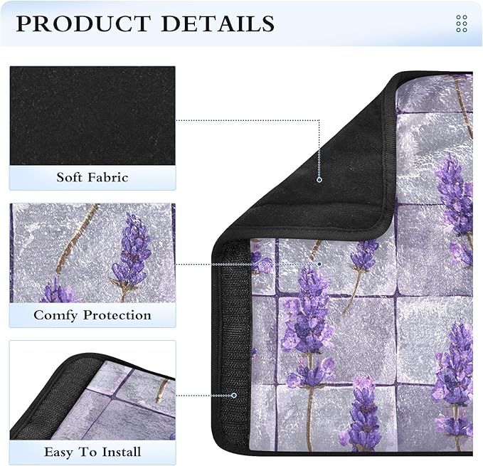 CHIFIGNO 2Pcs Seat Belt Cover Violet Lavender Flowers Seat Belt Strap Cover Universal Car Seat Shoulder Protector Protect Your Neck and Shoulder