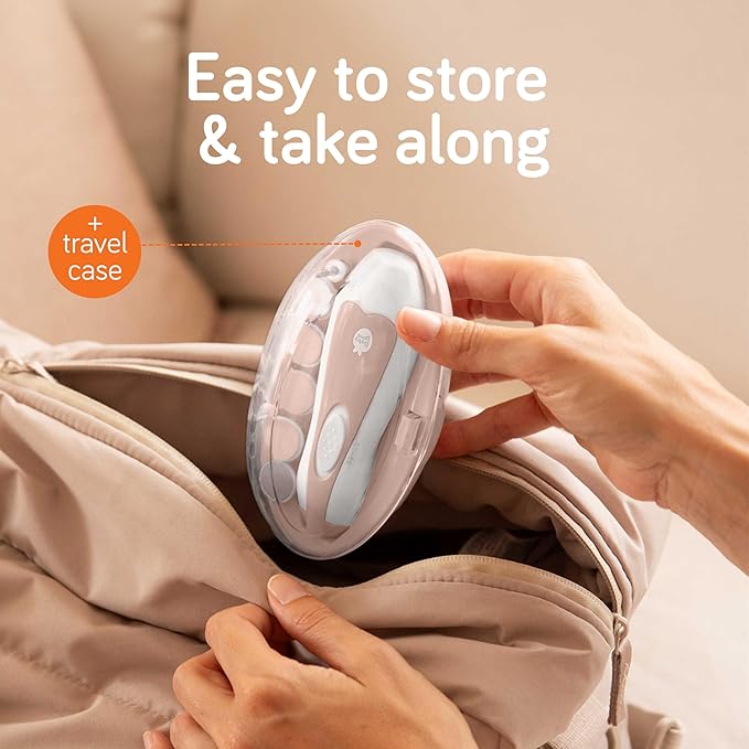 Cherish Baby Care LED Baby Nail Trimmer Electric - Auto-Safety Stop Baby Nail Clippers, Bi-Directional Electric Baby Nail File with 2 Speeds & 6 Filing Discs, Newborn Essentials (+ Travel Case)