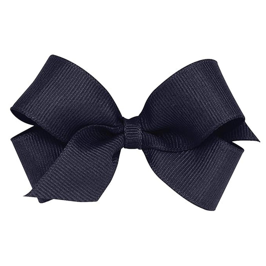 Wee Ones Baby Girls' Mini Classic Grosgrain Hair Bow on a WeeStay Clip w/Plain Wrap Center - Navy,One Size