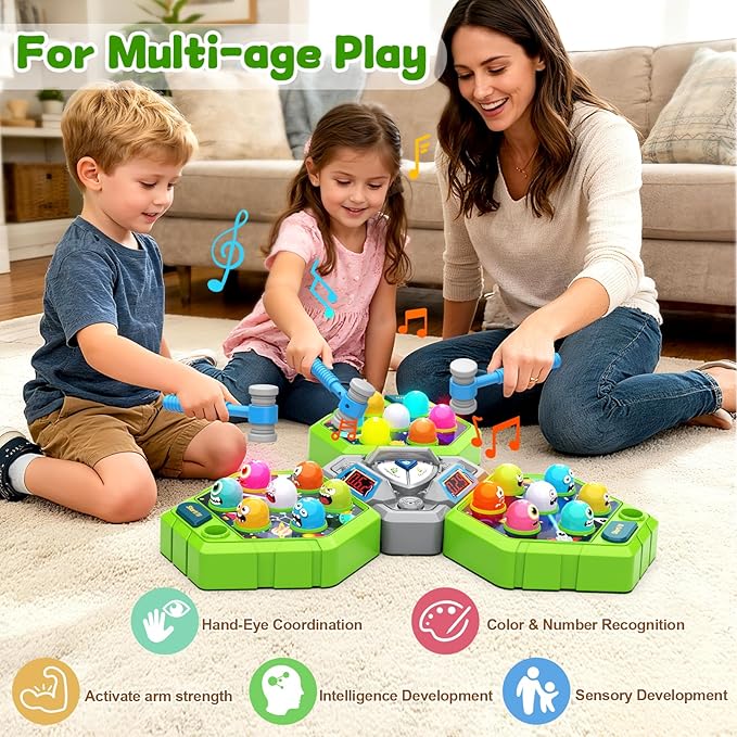 Whack Game Mole for Kids, Toys for 3 4 5 6 7+ Year Old Boys,Pounding Toddler Toys for Age 3-6, Interactive Educational Toys with 3 Modes, Birthday Gifts for Boy Ages 3 4 5 6 7 8 Years Old,1-3 Player