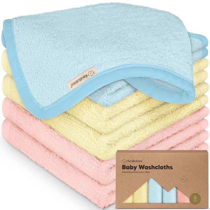 6-Pack Baby Washcloths – Soft Absorbent Viscose from Bamboo Washcloths for Face, Body, Baby Towels for Newborn, Kids, Toddlers, Infant, Gentle on Sensitive Skin, 10x10 Reusable Face Towels(Candy Pop)