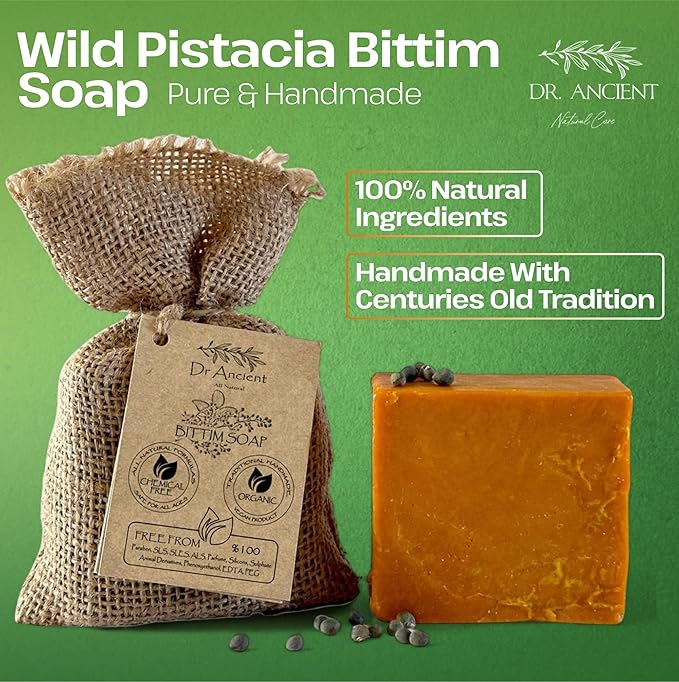 Dr.Ancient Wild Pistacia Bittim Soap Bar Organic Natural Vegan Traditional Handmade Antique - No Chemicals, Pure Natural Soaps!