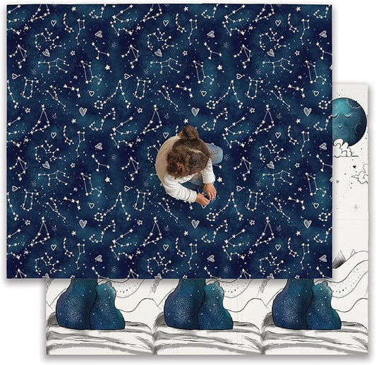 JumpOff Jo Foldable Foam Play Mat – Large Waterproof Baby & Toddler Activity Floor Mat, Double-Sided 70 x 59 Inch Play Surface