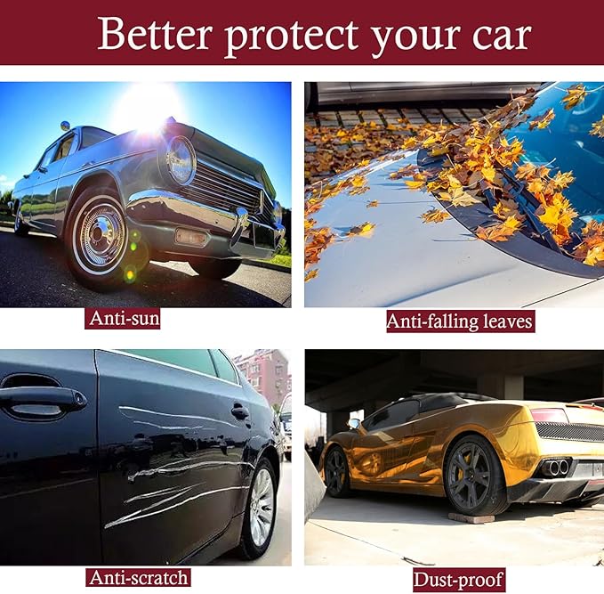 Indoor Car Cover Compatible with Protection Fit 169-187 Inch Sedan Breathable Dust-Proof Stretch Cover for Underground Garage, Car Show（Black+Red）
