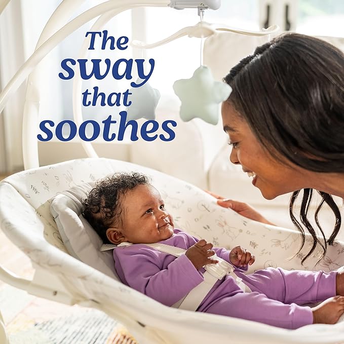 Graco Simple Sway Baby Swing, Side‑to‑Side Sway, Infant Swing with 6 Speeds, Vibration, Abbington