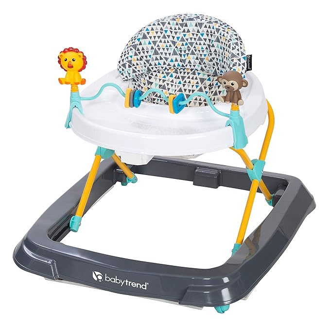 Smart Steps Trend Activity Walker with Removeable Toy Bar, Multi-Directional Front Wheels, Tray, Adjustable Height and Flat Fold Frame for Storage, Ages 6 Months +, Zoo-ometry Grey