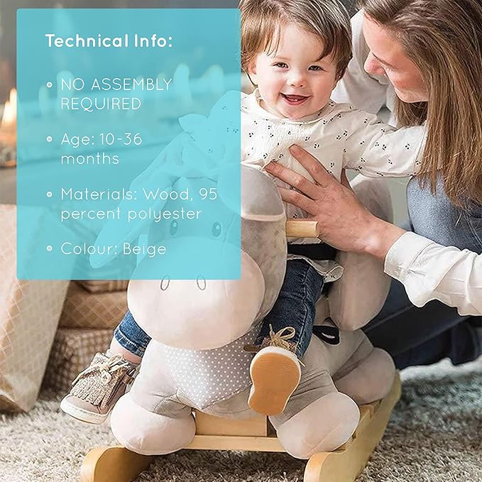 Nattou Rocking Horse Animal for Children, Cappuccino The Donkey, 10-36 Months, 62 x 32 x 50 cm, Beige, 211505