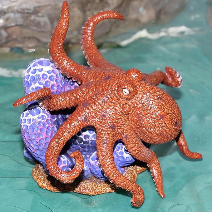 Gemini&Genius Octopus Toys for Kids, Realistic Octopus Action Figure, Marine Animal Figurine Toy, Under The Sea Life Figure Educational Gift, Display and Play Toy, Collection Toys for Kids