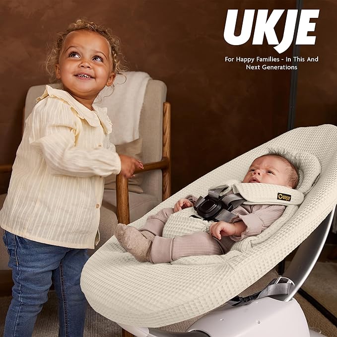 UKJE Swing Insert Rocker Cover Compatible with 4moms mamaRoo 5 Swing | Baby Swing Accessories | Reversible Infant Seat Liner | Easy to Clean & Install, Handmade in Europe, Beige