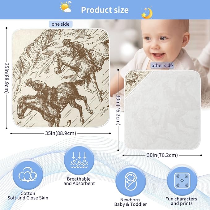 Western Desert Cowboy Baby Towel Ultra Soft Hooded Towels for Babies - Ultra Absorbent Cotton Bath Towels 30x30 Inch