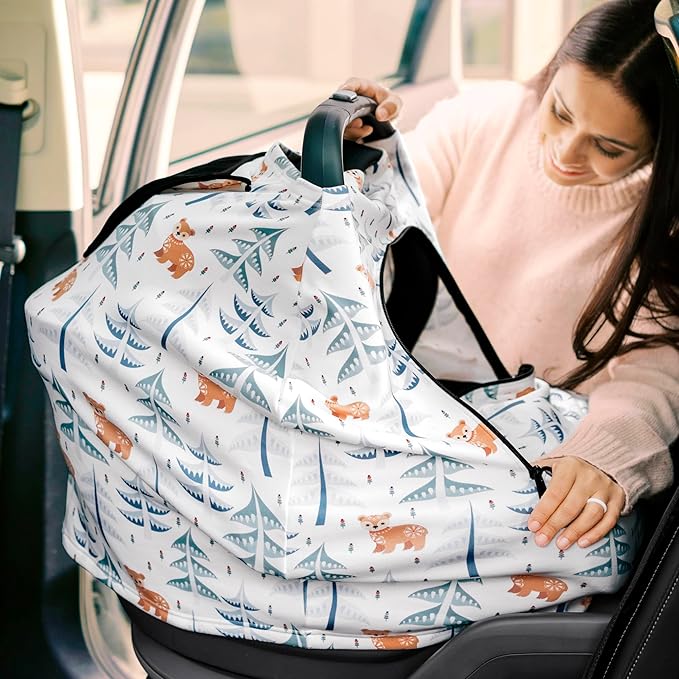 KeaBabies Winter Car Seat Cover Baby, Newborn - Universal Fit Infant Carseat Covers Baby Girl, Boy, Breathable, Lightweight Blanket,Easy to Use Stroller Canopy,Rain,Wind,Sun Shade(Indigo)