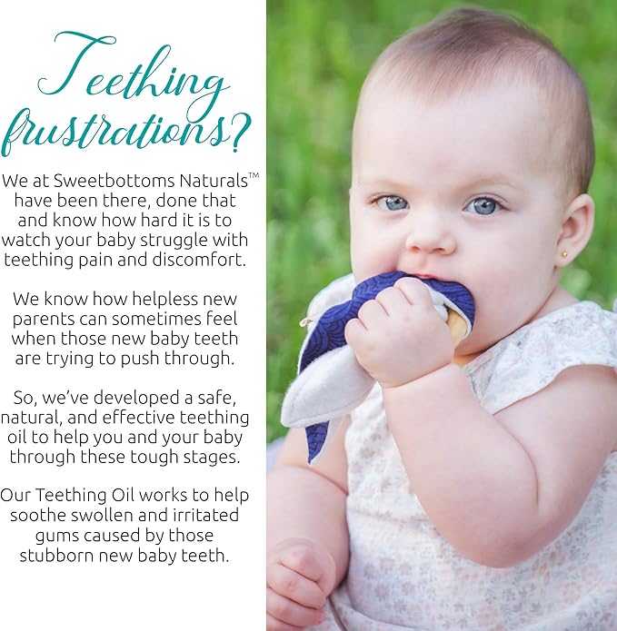 Certified Organic Teething Oil - Ease Teething Discomfort & Sore Gums Quickly & Effectively - Natural Vegan Botanical Ingredients - 2 oz Bottle with Glass Dropper - Baby Teething Relief