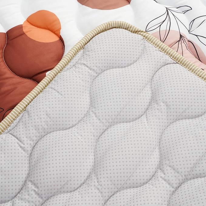 Bunnikins & Clover Baby Play Mats for Floor, 71"x59" Thicken Soft Play Mat for Babies 6-12 Months, Foldable and Non Slip One-Piece Crawling Mat, Washable Foam Playmat for Baby, Tummy Time