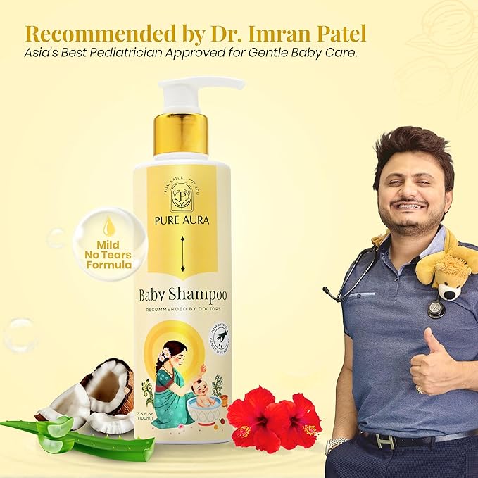 Baby Shampoo, 100ml, Infused with 10 Ayurvedic Natural Herbs, Paraben-Free, Chemical-Free, Gentle & Nourishing for Newborns & Kids