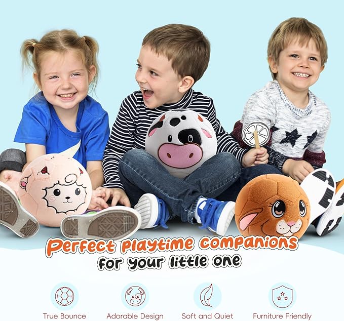 VangeBow Toddler Toy Soccer Goals for Backyard Indoor with Soft Plush Cow Ball, Mini Soccer Nets and Ball Set for Kids(Pump Include)