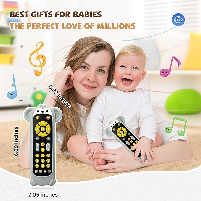 KIRALUMI Baby Remote Control Toy with Monkeys Silicone Cover - Educational Musical Baby Toddler Toys with Realistic Play, Lights, and Sounds - 6, 9, 12, 18 Month Boys Girls Toys Gift