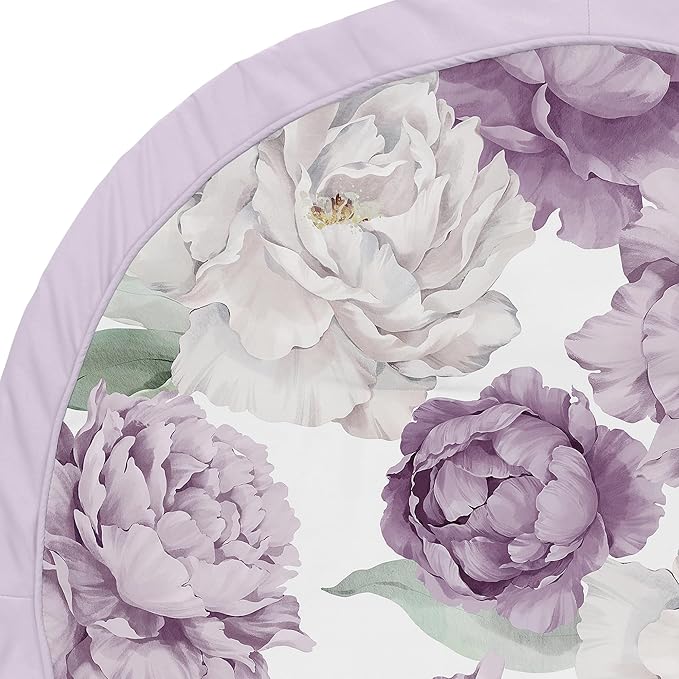 Sweet Jojo Designs Lavender Purple Boho Shabby Chic Floral Girl Baby Play Mat Tummy Time Activity Infant Playmat Playpen Tent Teepee Floor Violet Ivory Bohemian Vintage Garden Watercolor Flower Nature